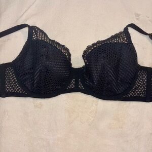 Victoria's Secret Black Mesh Over Satin Bra Underwire Lightly Lined